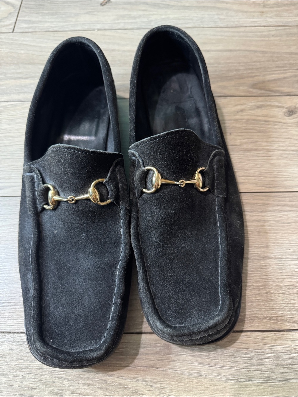 Authentic Gucci Black Suede Men’s Bit Loafers